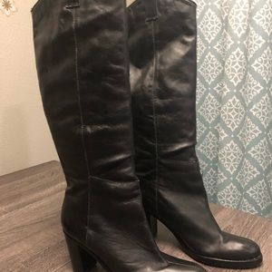 Schultz black leather pull up tall boots